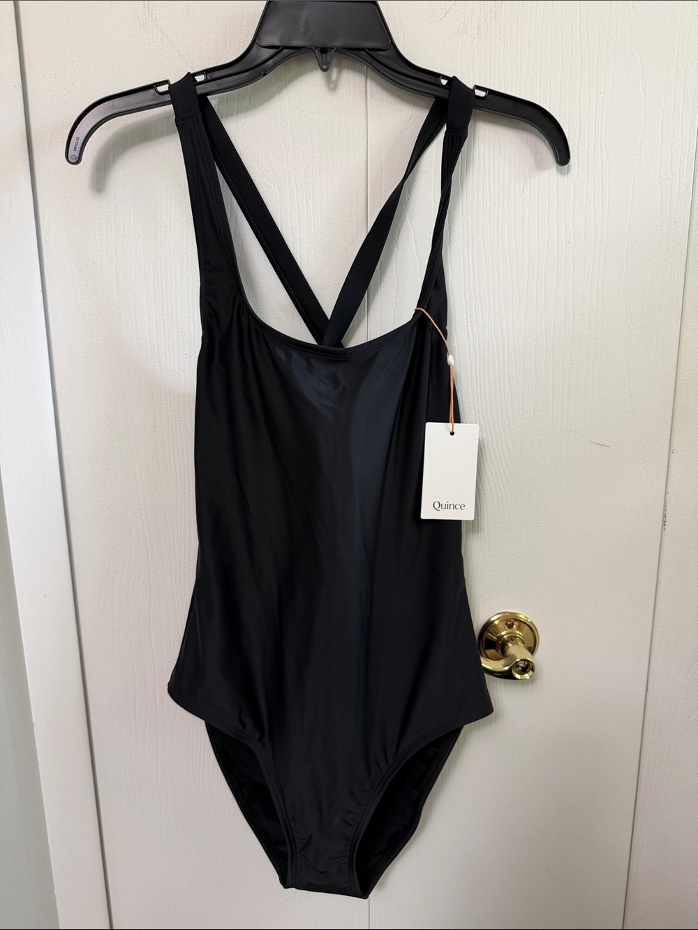 Quince Black Cross-Back One-Piece Swimsuit